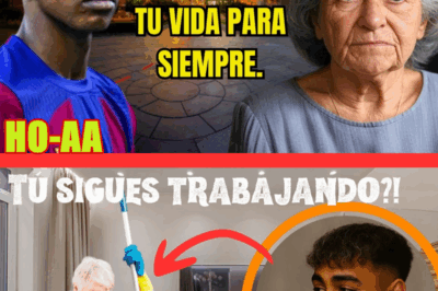 Lamine Yamal ve a su exniñera trabajando a los 85 años. Lo que hace a continuación es increíble.